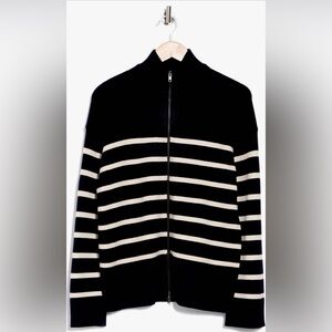 Nordstrom RDI 2 Way Zip Womens Striped Coastal Cardigan Size Small